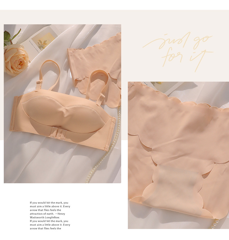 Tubo superior sin tirantes ropa interior de las mujeres delantera y trasera hebilla antideslizante engrosada pequeño pecho recogido envuelto pecho sin costuras sujetador invisible 927