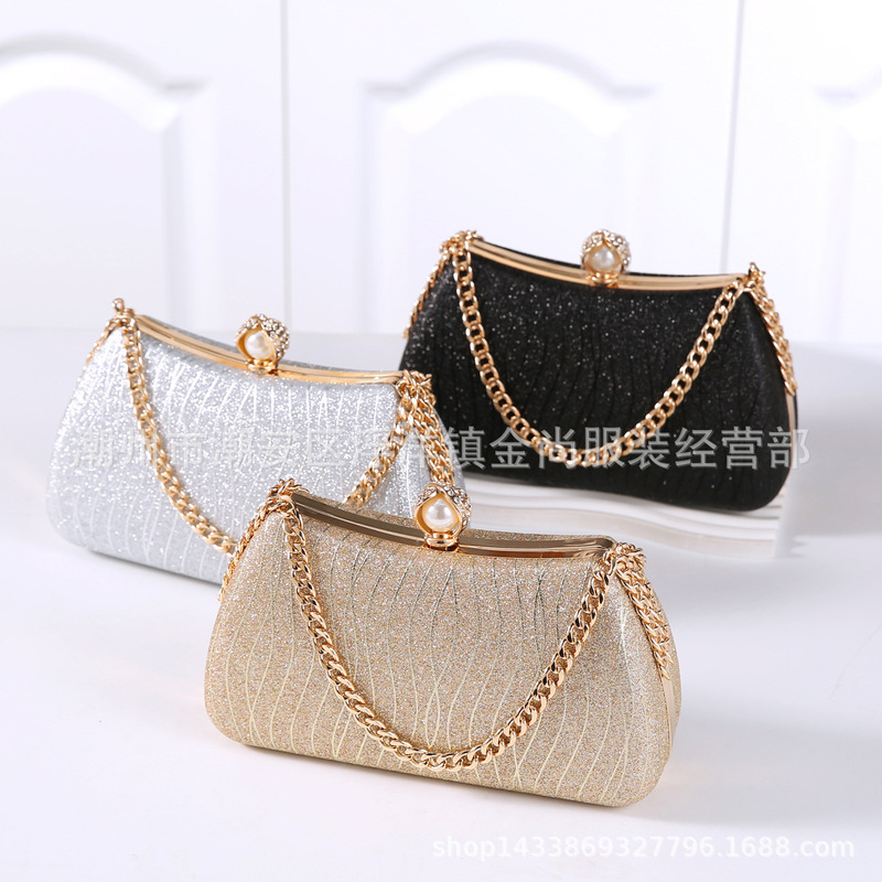 2024 New Metal Chain Evening Bag Handbag Women's Large Capacity Shoulder Crossbody Evening Dress with Small Bag