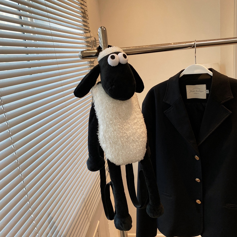 新款小羊毛绒背包2024可爱肖恩羊卡通玩偶双肩包少女心出游零钱包
