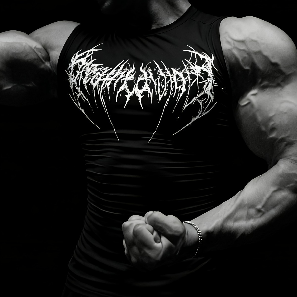 Men's Thorn Print Vest High Street Trendy Brand Sleeveless T-Shirt Quick Drying Fitness Tight Fitting Summer Top_viptrois.com