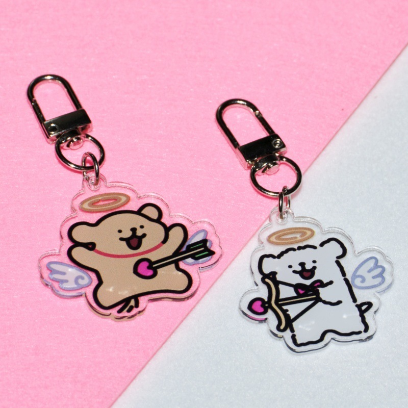 かわいい子犬アクリル両面キーホルダー 2 ドルショップ供給学生カップルギフトヘッドフォンセットバッグペンダント|undefined
