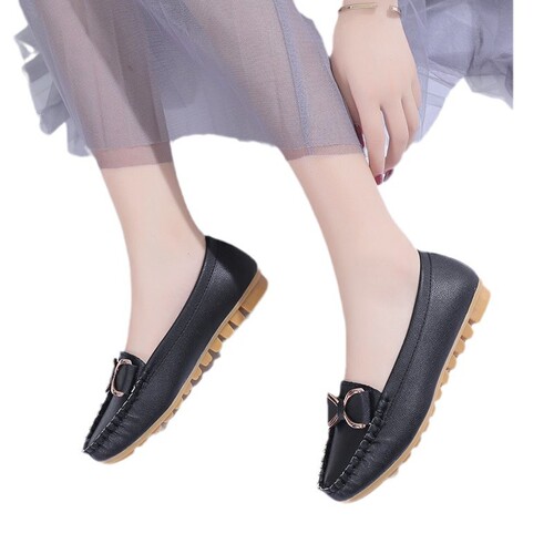 Spring and Autumn New Solid Color Bow Decoration Round Head Medium Opening Flat Heel Casual Single Shoes Trend