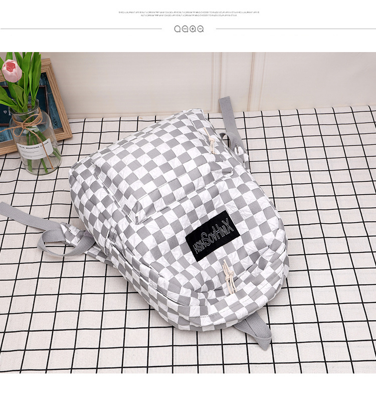 Korean ins artistic trend checkerboard checkered backpack, Japanese Harajuku style fresh and clean high school and junior high school student bag undefined