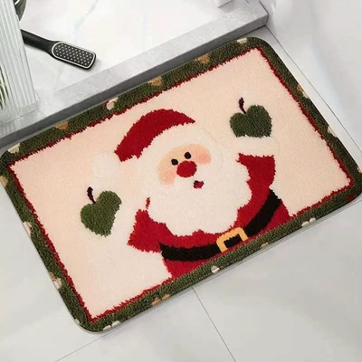 Cross-border best-selling Santa Claus-themed faux cashmere bath mats, absorbent and heat-insulating mats for bathrooms, bedroom entrance mats, and decorative mats for the entryway (Avtomobil döşəmə paspasları) - yy0721-christmas-1-4060cmskin-friendly-imitation-cashmere