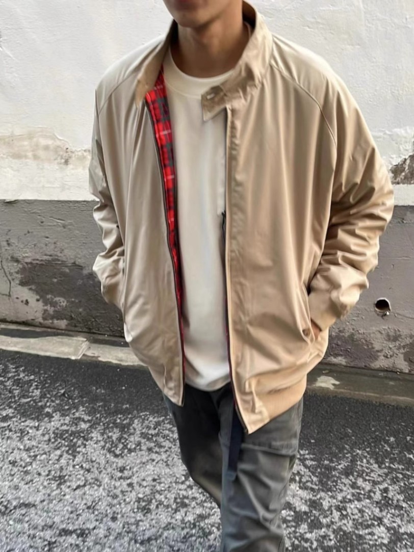 Chaqueta de vuelo de tipo duro retro americano casual con cuello alto todo fósforo Chaqueta de primavera y otoño para hombre Chaqueta de color sólido para hombre