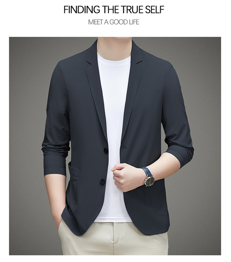 男士单西服春夏季轻薄款冰丝防晒衣高级感商务新款休闲小西装外套详情34