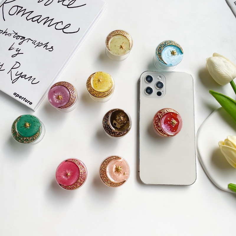 Drop Glue Star Moon Airbag Bracket Japanese and Korean ins Simple Cartoon Lazy Folding Telescopic Mobile Phone Desktop Support