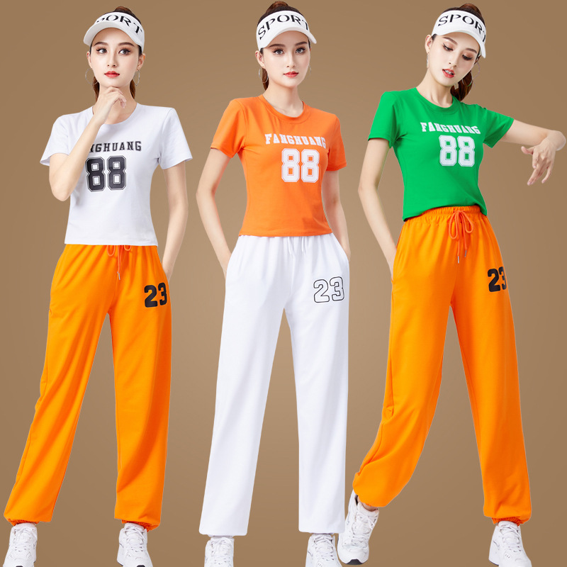 New Summer Square Dance Outfit: Women's Short-Sleeve Performance Dance Wear, Casual Stage & Streetwear, Trending Sports Set – 1993