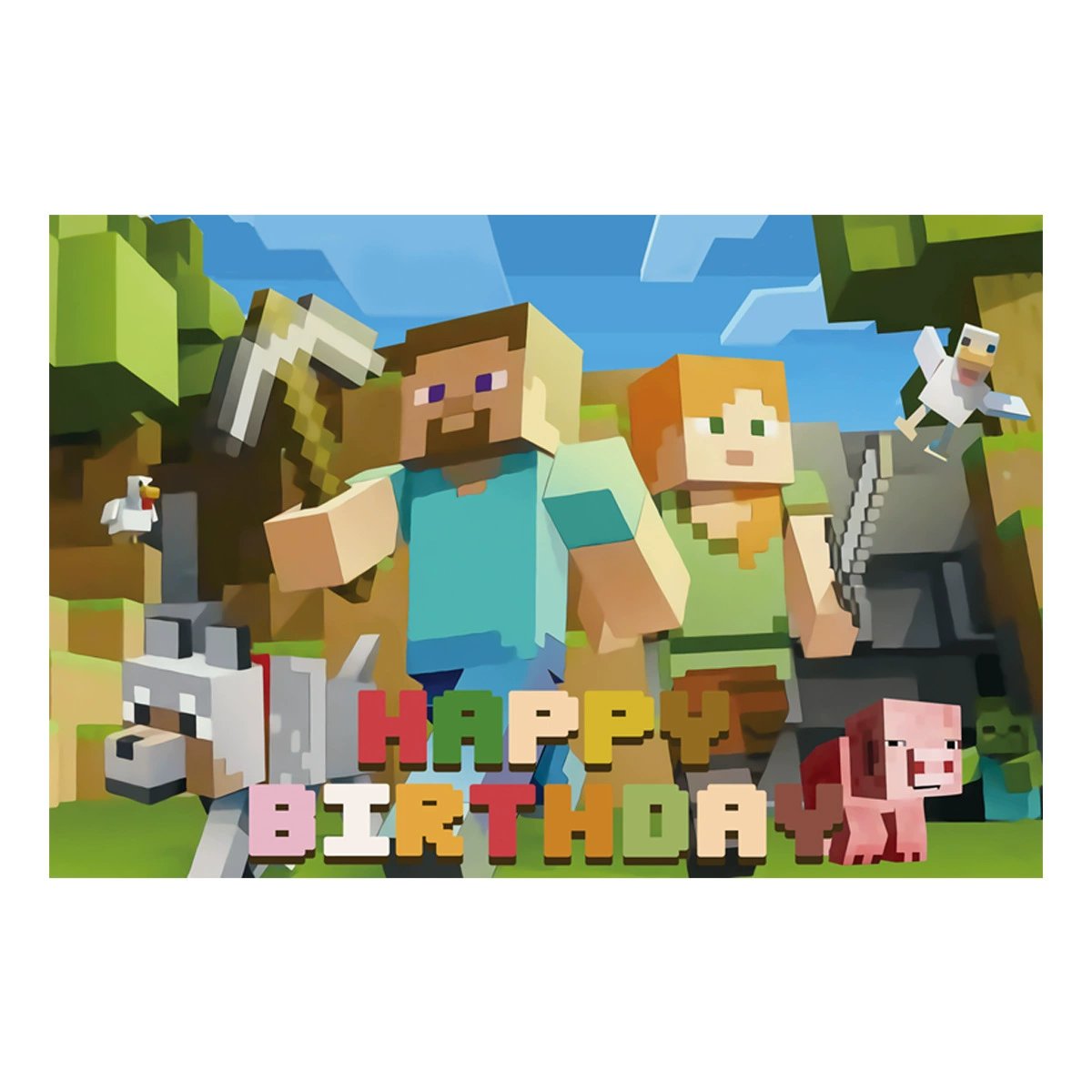Праздничная посуда и набор для декора, набор в стиле Minecraft: день рождения, бумага и латекс, 4 варианта