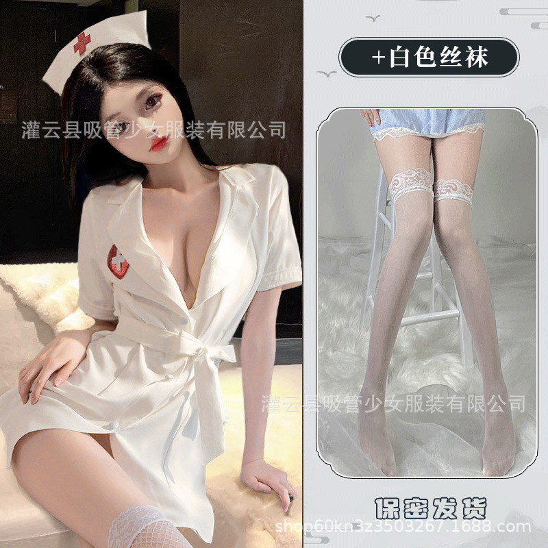 흰색 [모자+치마+티셔츠]+흰색 스타킹