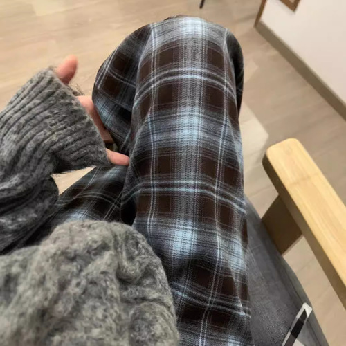 Vintage American relaxed style straight-leg casual pants for women, high-waisted, spring and autumn, plus-size, slimming pear-shaped wide-leg pants