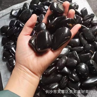 Factory in stock supply polished pebble natural rain flower stone fish tank landscaping decoration black pebble landscape stone