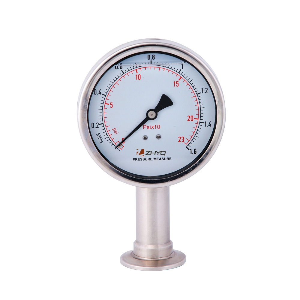 上海朝辉食品机械压力表卡箍式 化纤制药隔膜压力表流体测量