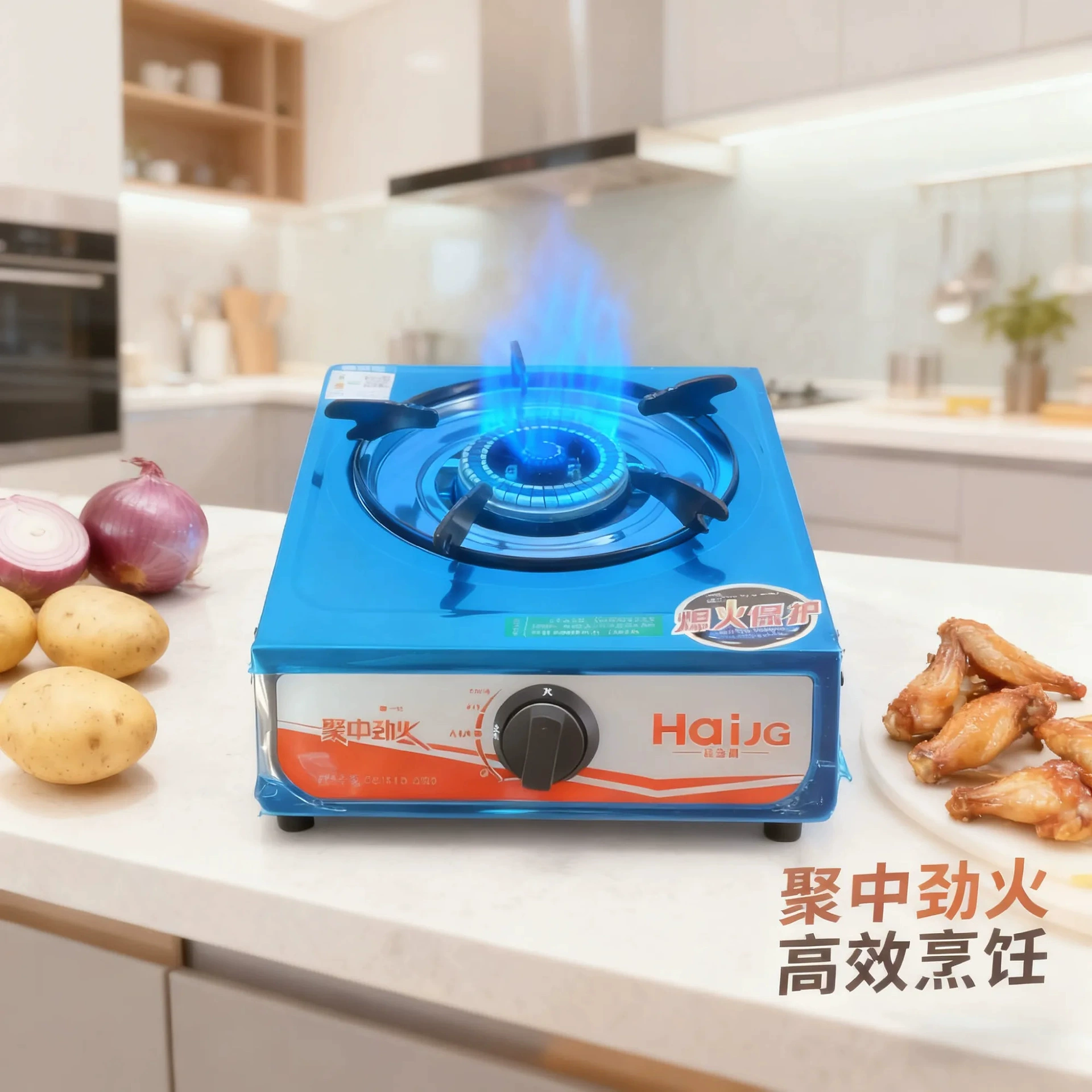 Производитель оптовая продажа из нержавеющей стали, настольная защита от пламени, газовая бытовая энергосберегающая газовая плита, одиночная плита, газовая плита