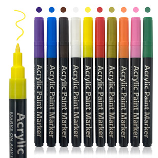 Student Art Special Waterproof Acrylic Marker Pen 10 Colors Stackable Opaque Non-Toxic Acrylic Pen