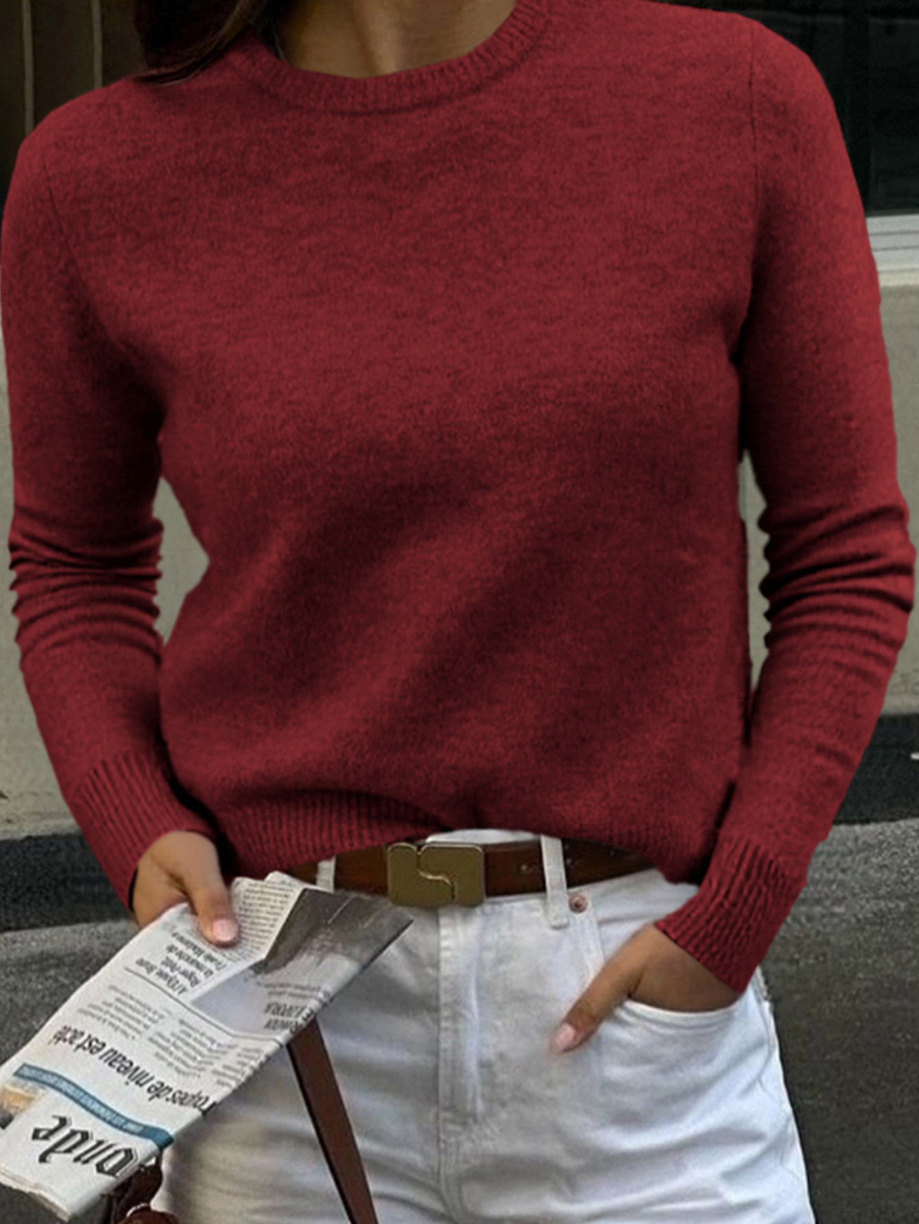 Diyun transfronterizo europeo y americano estilo casual de lana camiseta de manga larga suéter de ropa de mujer 2025 otoño y invierno estación independiente Amazon