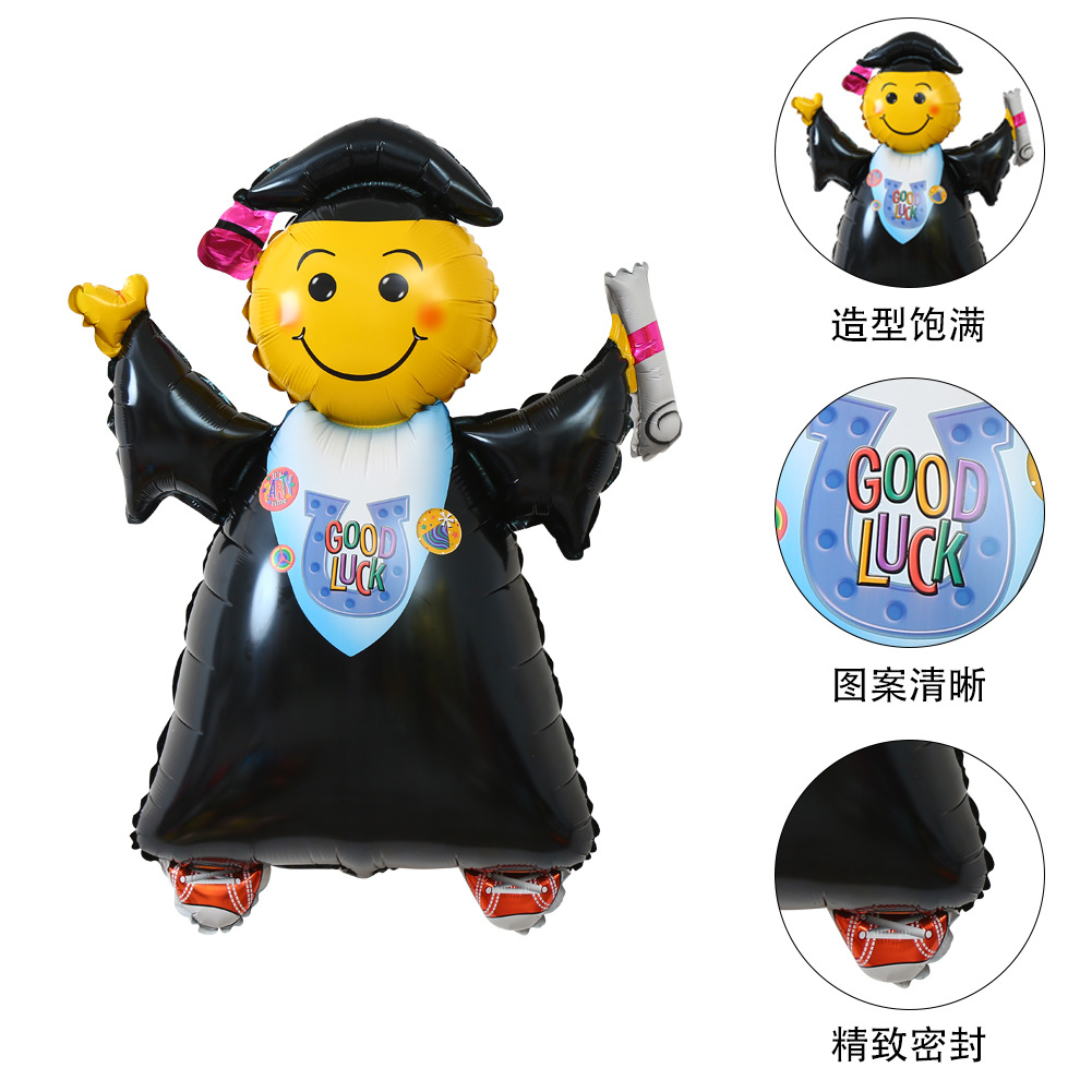 Graduation Season Aluminum Film Balloons Graduation Ceremony Doctoral Cap Graduation Certificate Balloons Graduation Season Decorative Photo Props
