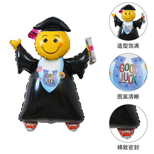 Graduation Season Aluminum Film Balloons Graduation Ceremony Doctoral Cap Graduation Certificate Balloons Graduation Season Decorative Photo Props