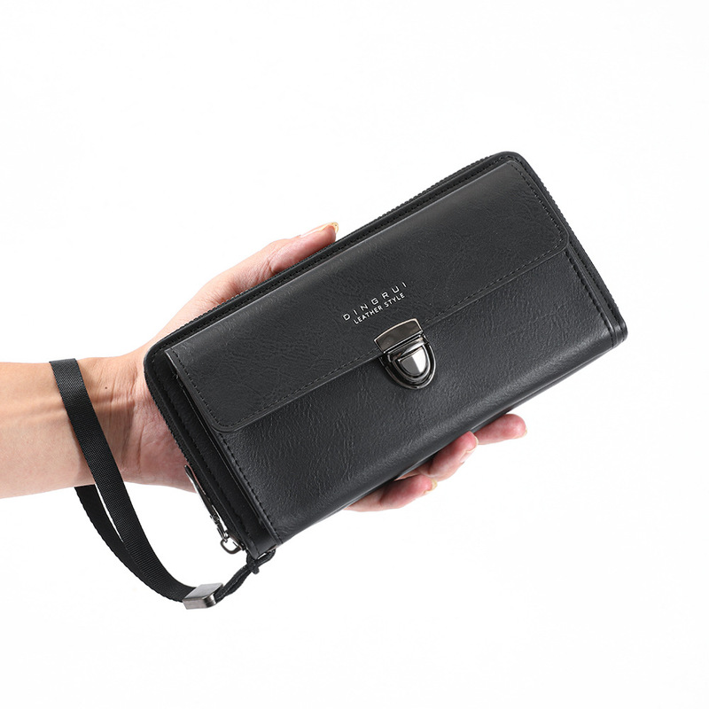 Fashion Women's Long Wallet Buckle Retro Large Capacity Mobile Phone Wallet Multi-Functional Clutch Bag Manufacturer Ready Stock