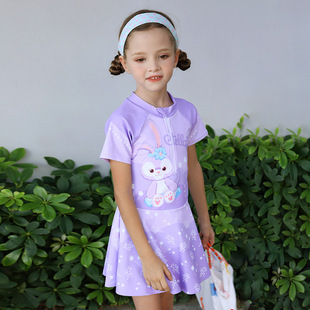 2024 New Girls' Swimwear Small and Medium-sized Children's Summer Children's Princess Cute Skirt Swimwear Girls Sunscreen Swimwear