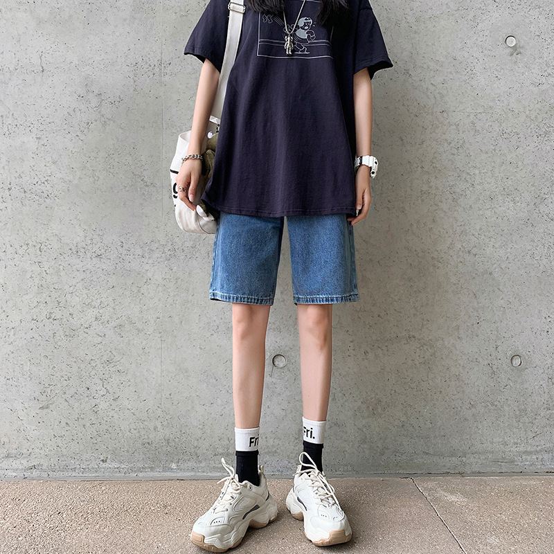 Vintage Denim Shorts Women's Summer Thin High Waist Straight Riding Pants Slimming Loose Wide Leg Pants Women Vintage Denim Shorts Women's Summer Thin High Waist Straight Riding Pants Slimming Loose Wide Leg Pants Women
