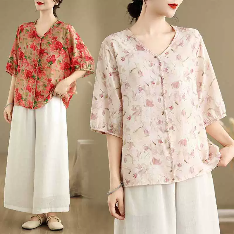 Ретро летняя рубашка крупного размера, приталенная, oversize