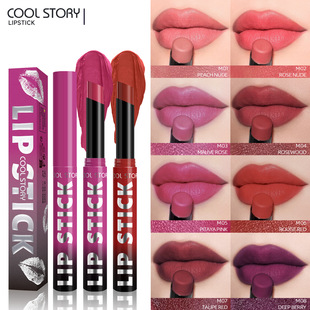 Coolstory New Lipstick Matte Lipstick Stick Velvet Matte Moisturizing Lipstick Long-Lasting Lip and Cheek Dual-Use Cross-Border