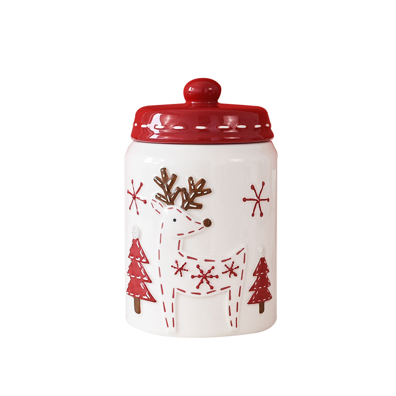 Papá Noel nórdico latas de cerámica grande latas de bocadillos latas de regalo de Navidad creativas