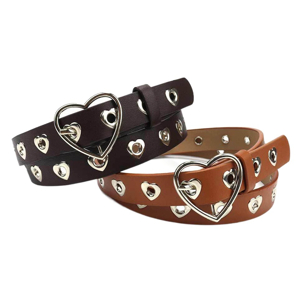 Amazon nuevo cinturón de las mujeres punk en forma de corazón agujero de aire decoración hueca Baita cinturón de las mujeres cinturón de jeans europeos y americanos