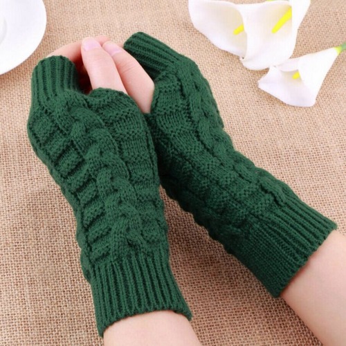 Winter fingerless gloves for women computer short gloves warm extended gloves Japanese and Korean popular half-finger wool flat mouth gloves
