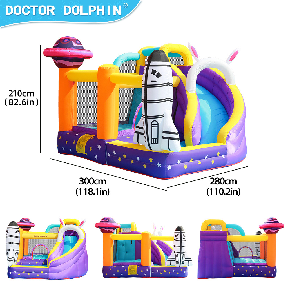 Doctor Delfín | Castillo inflable para niños, pequeño castillo infantil, combinación de trampolín y tobogán, castillo inflable para fiestas al aire libre