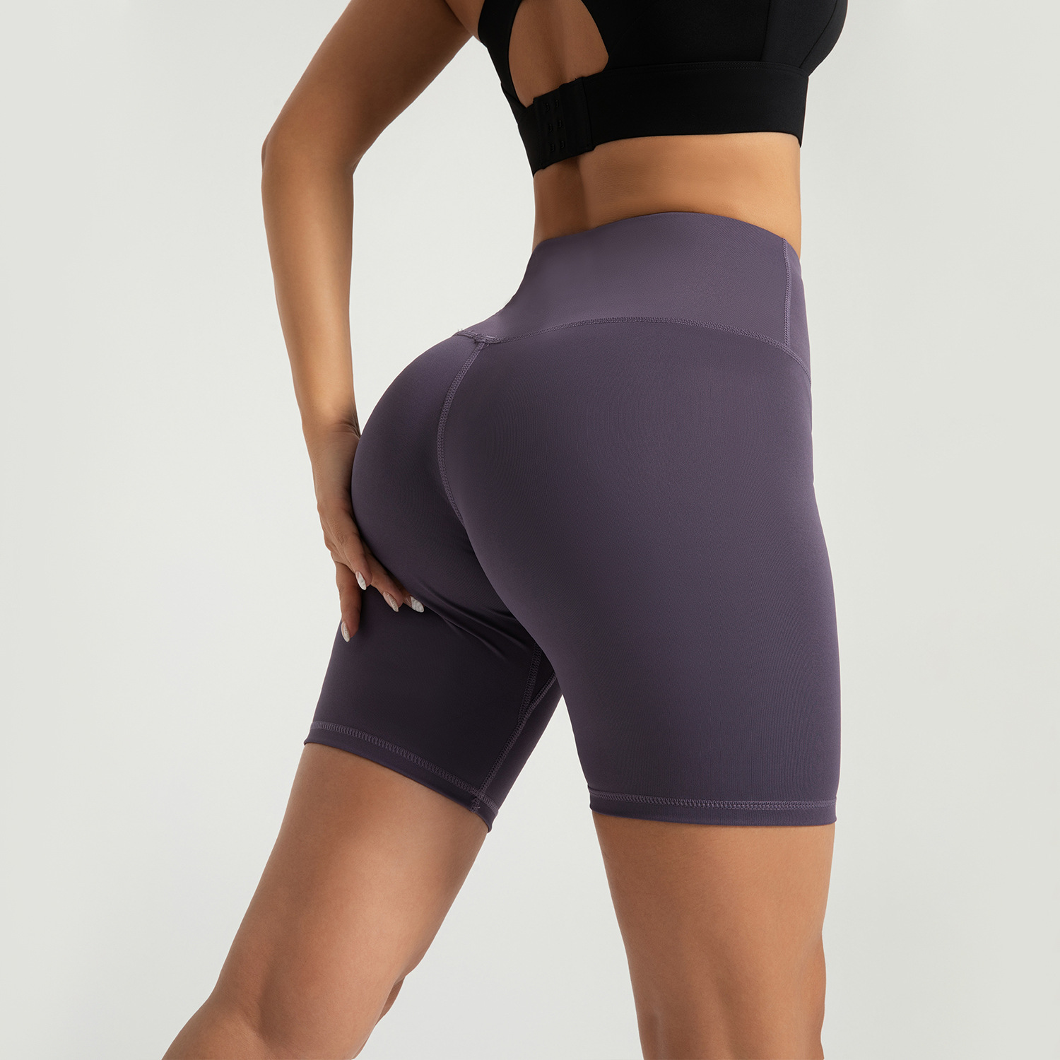 Zona transfronteriza deportes fitness pantalones cortos melocotón cadera pantalones de cinco puntos mujeres caderas elevador de cadera cintura alta medias elásticas yoga mujeres