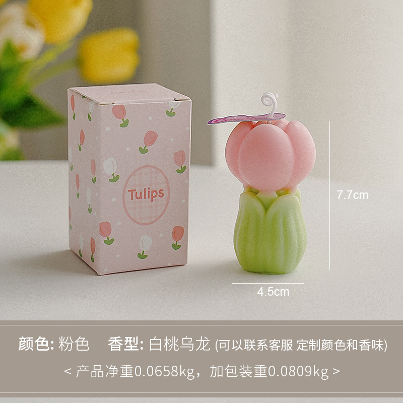 Tulipanos de cera de atmósfera, regalo de perfume artesanal, regalo de mano para el día del maestro, flores, velas en forma
