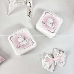 ピンクぬいぐるみウサギのイヤリングジュエリー収納ボックスポータブルジュエリートラベルイヤリングネックレスコンパクトリングジュエリーボックス