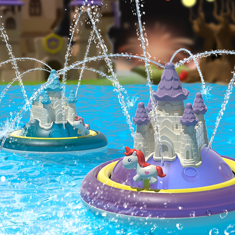 Baños transfronterizos unicornio castillo rociador de agua juguetes de agua para niños bañera luminosa eléctrica juguetes de baño para bebés