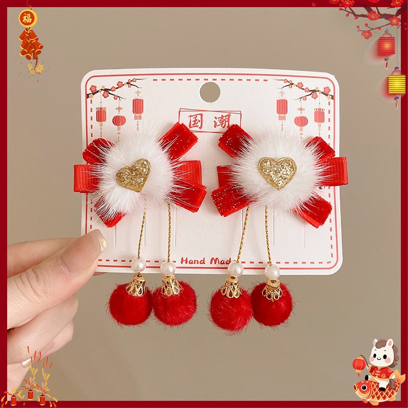 Horquilla Infantil con Borlas Chinas Hecha a Mano para Año Nuevo y Hanfu