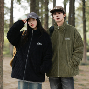 2024 New Autumn and Winter Collar Corduroy Cotton-padded Clothes for Men Couple Thickened Windproof Cotton-padded Jacket American Vintage Cold-resistant Jacket