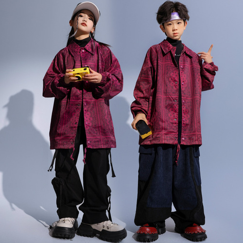 Streetwear Children's Hip-Hop Fashion Bomber Jacket for Boys and Girls, Cool and Stylish Clothing for Hip-Hop Performances