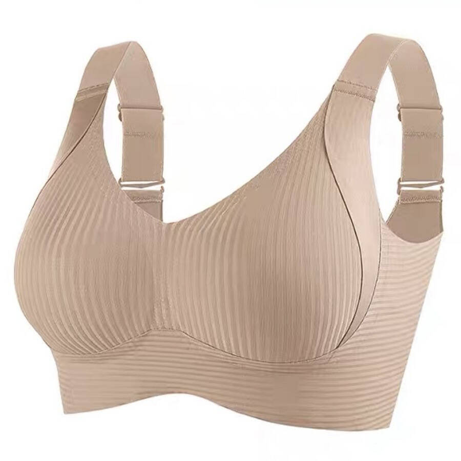 El microplástico sin marcas transfronterizas tira y afloja el soporte suave, el hombro ancho, la ropa interior deportiva de gran tamaño, el pecho grande y el pequeño anillo de acero se reúnen en las mujeres.