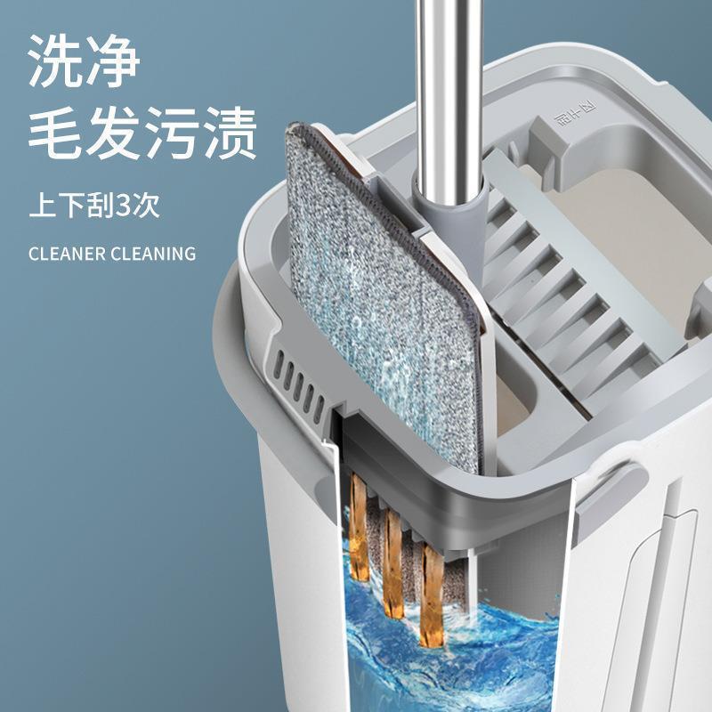家庭用モップ、バケツ付きモップ、モップアーティファクト、厚みのある手洗い不要、怠け者向けのポータブル乾湿両用|undefined