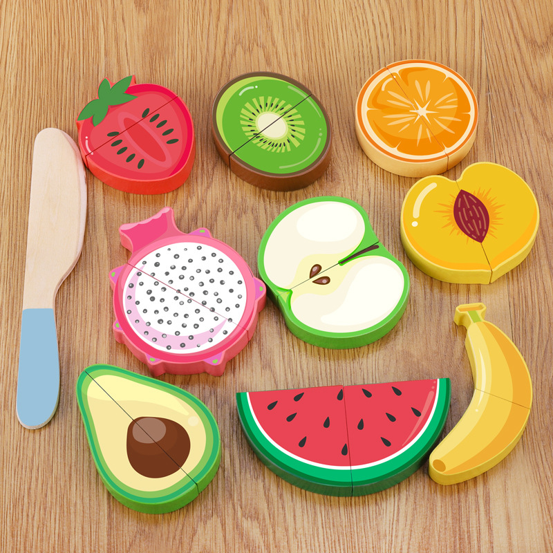 Corte plano de madera para ver frutas y verduras para bocadillos cortados de madera para niños juguetes de cocina casera