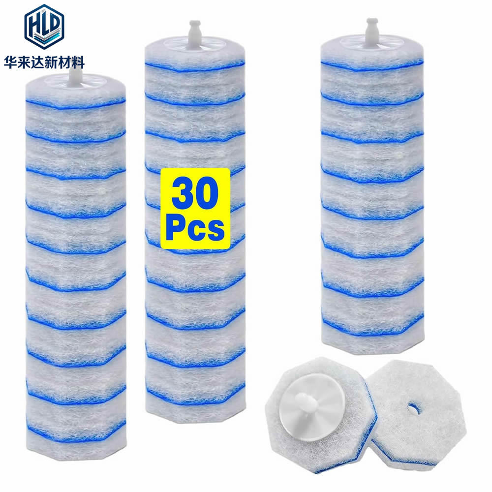 Hualaida 30-pack boxed disposable toilet brush replacement heads, compatible with Clorox, available for wholesale on Amazon