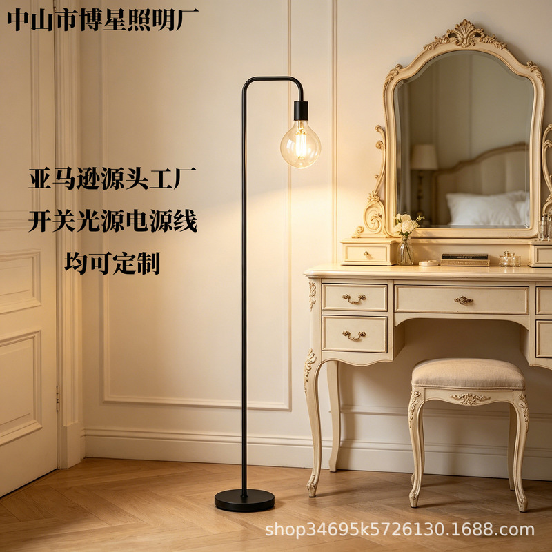 Vintage Floor Lamp Medieval Modern Rustic Industrial Style Standing Table Lamp Simple Living Room Bedroom Foot Control Switch