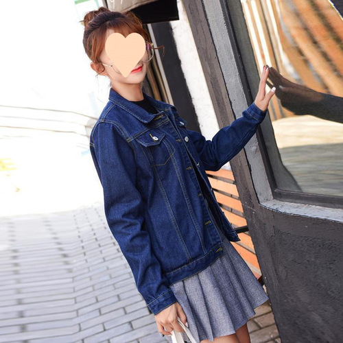 Women's Loose Fit Denim Jacket Autumn New Slimming Korean Style Denim Top Long Sleeve Casual Wearable Women's