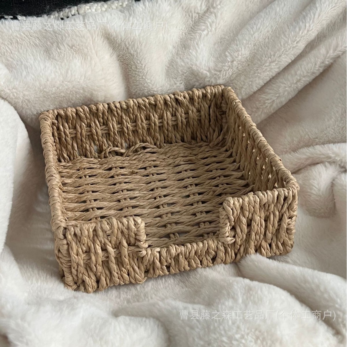 Caja de pañuelos Caja de almacenamiento al por mayor de exportación de paja de calabaza Nueva canasta de ins Sala de estar Comida de entrada Función de entrega japonesa