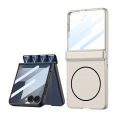 GKK 新モデルサムスン ZFlip7 携帯電話ケース磁気ヒンジコントラストカラー Flip7 ワイヤレス充電ケースフィルム保護カバー