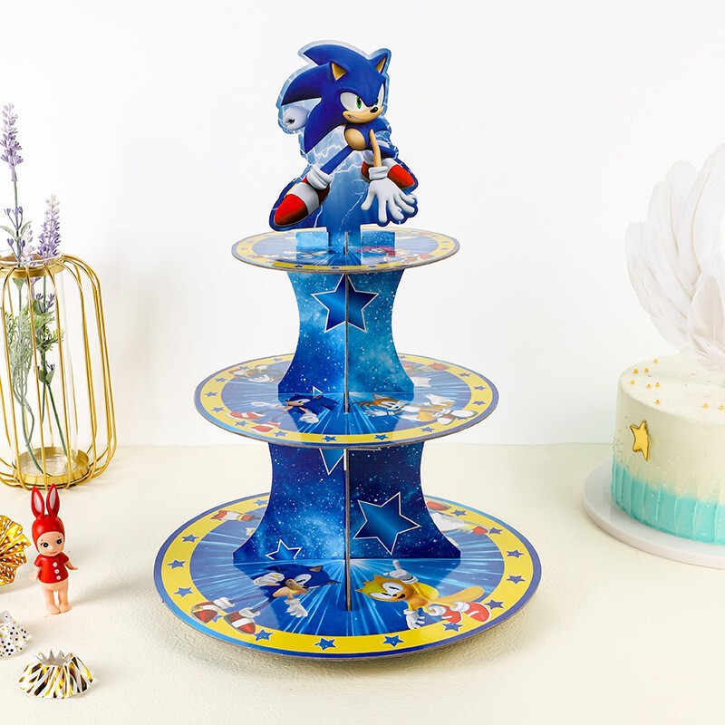Sonic Cake Rack Party Party Decoration Three Layer Cartoon Eco-Friendly Disposable Sonic Cake Rack Sonic Cake Rack Party Party Decoration Three Layer Cartoon Eco-Friendly Disposable Sonic Cake Rack