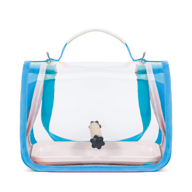 Bolsa portátil multifuncional para pájaros, bolsa de salida para loros, alta capacidad, jaula de pájaros transparente, mochila de pájaros ligera y transpirable image 9
