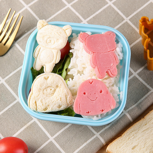 Cute Bear Chick Cookie Mold DIY Bread Sandwich Mold Rice Ball Mold, Set of 2