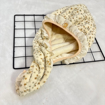 Blommig turban duschmössa för kvinnor med spetskant_voghion.com